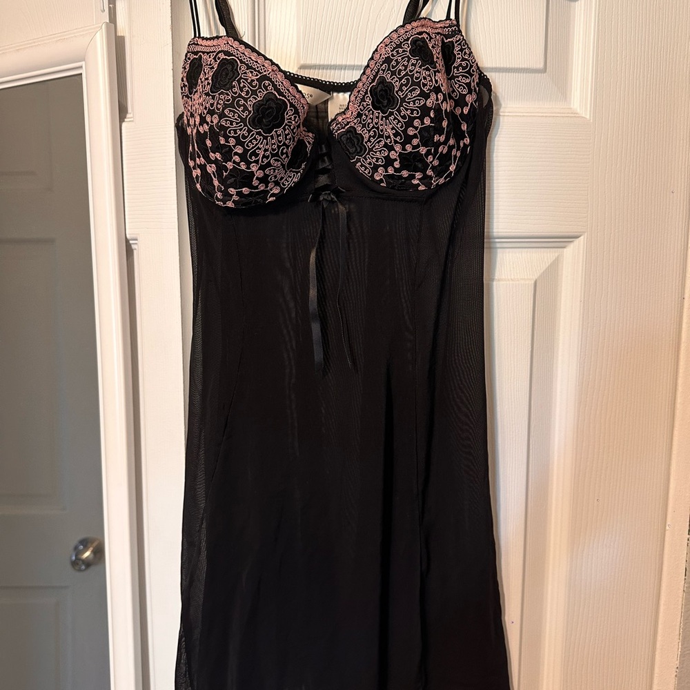 Delicates Black and Pink Lace Chemise